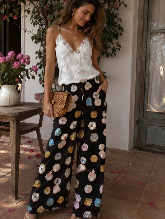 Anthropologie Pants - Anthropologie pant with Black Printed Wide-Leg Pants